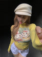 Dopamine Cat Printing Long Sleeve T-shirt Early Autumn