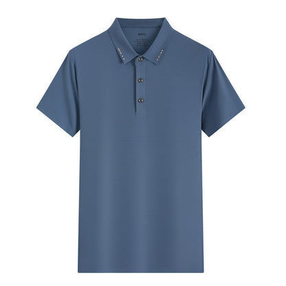 Ice Silk Short Sleeve Men's And Women's Solid Color Business Polo Shirt