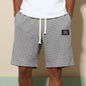 Mens Simple Waffle Knit Embroidered Casual Solid Color Shorts