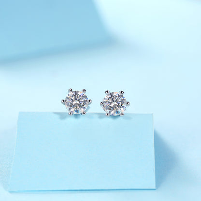 Rain And Snow - Earrings Set With 0.5-carat Top-quality Moissanite S925 Silver And Platinum-plated Stud Earrings, A Fashionable And Trendy Accessory, Can Be Tested With A Diamond Pen