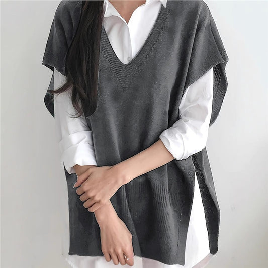 All-matching Loose V-neck Plus Size Sweater Vest