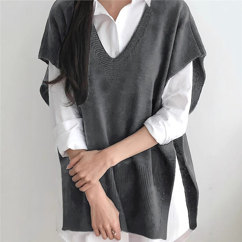 All-matching Loose V-neck Plus Size Sweater Vest
