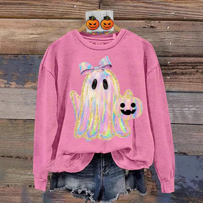 Women's Creative Halloween Printed Crew Neck Sweatshirt