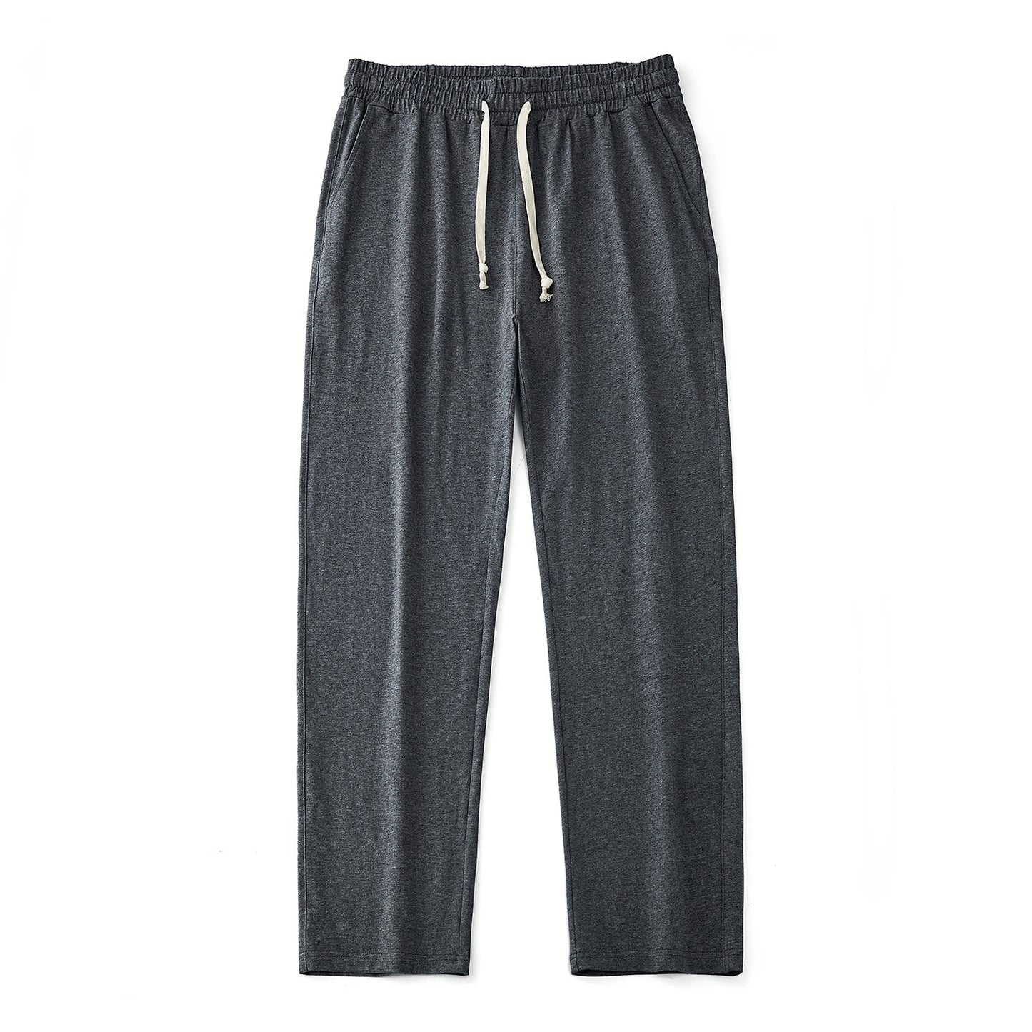 Mens Solid-Color Straight-Leg Lace-Up All-Match Sports Pants For Men