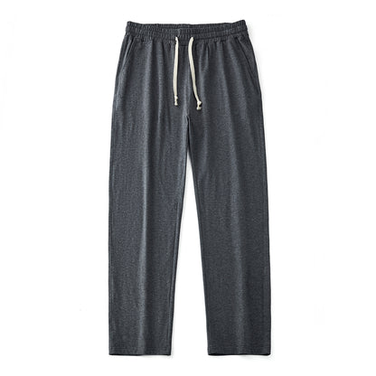 Mens Solid-Color Straight-Leg Lace-Up All-Match Sports Pants For Men