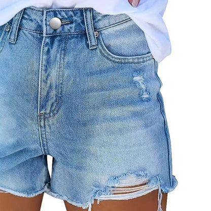 Women's Wash Hole Slim Fit All-matching Denim Shorts