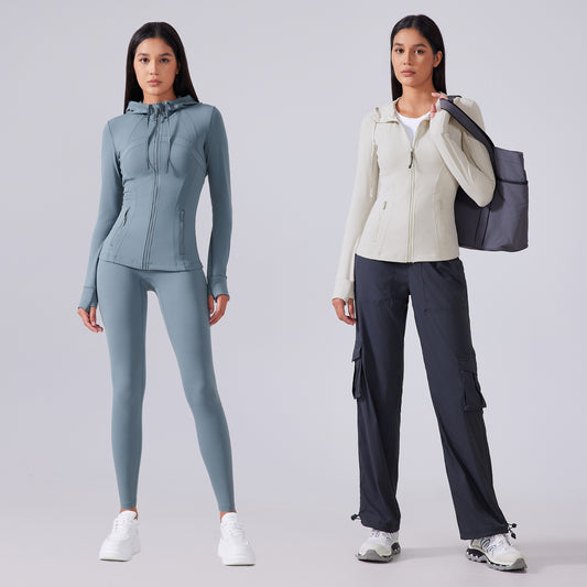 Yoga Clothes Coat Women's Body Shaping And Slim Looking Hooded Zipper