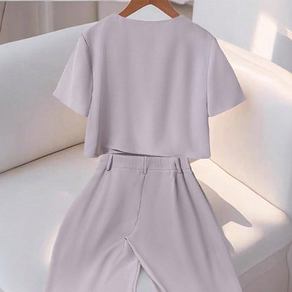 Casual Short-sleeved Shirt And Trousers Two-piece Set