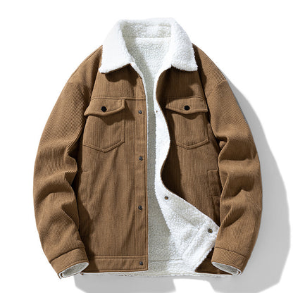 Retro Fashion Brand Fleece-lined Warm Lapel Cotton-padded Coat