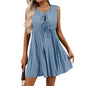 Lace-up Fashion Short Sleeveless Holiday Dress