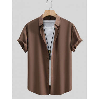 Men's Short-sleeved Shirt Solid Color Summer