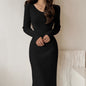 Hip Skirt Long Sleeve Knitted Dress Women