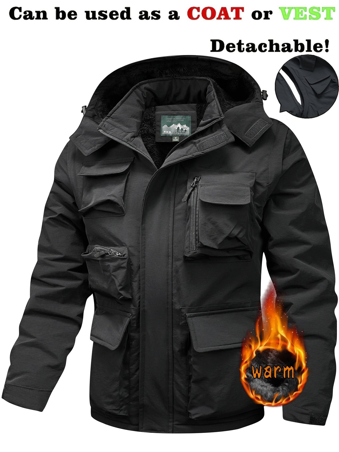 Outdoor Windproof Shell Jacket Loose Plus Size Casual Multi-pocket Workwear Jacket