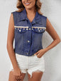 Fashion Casual Tassel Single Breasted Denim Short Vest