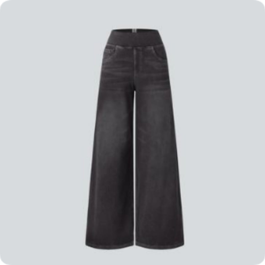 High-waisted Jeans Women Vintage Wash Loose Wide-leg Pants