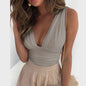 Women's Temperament Pure Color Pleated Deep V-neck Vest