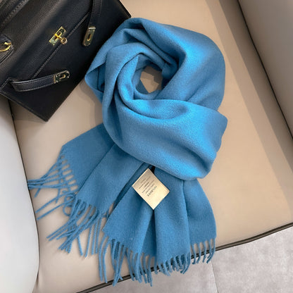 Pure Wool Students Warm-keeping All-matching Tassel Narrow Scarf Couple Wholesale