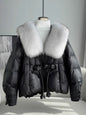 Polyester Women's Loose Thick Cotton Coat With Fur Collar