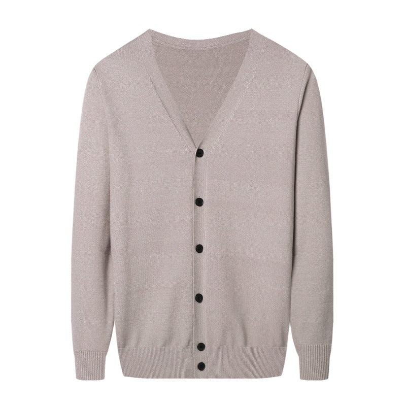 Men's Knitted Cardigan Solid Color And V-neck Basic Style Sweater Coat For Men