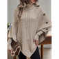 Women's Asymmetry Hem Turtleneck Sweater - Batwing Long Sleeve Casual Pullover For Fall Winter