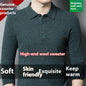 Men's Autumn And Winter Solid Color Shirt Middle-aged Polo Sweater