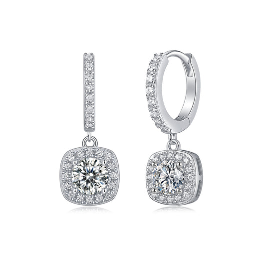 Dream Search - Earrings Set With 0.5-carat Top-quality Moissanite S925, Silver And Platinum-plated Stud Earrings, A Fashionable And Trendy Accessory That Can Be Tested With A Diamond Pen