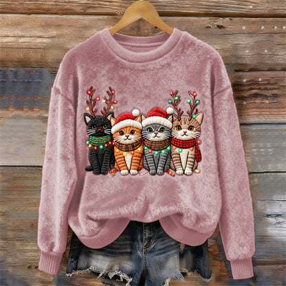 3D Digital Print Pattern Christmas Women's Round Neck Sweatshirt