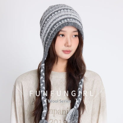 Retro Knit Beanie Women's Warm Wool Hat