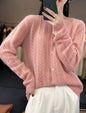 Round Neck Cardigan Hollow Cashmere Sweater Coat For Women