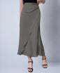 Autumn New Faux Silk Midi Skirt Satin