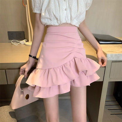 Irregular Hem Flared Skirt Women