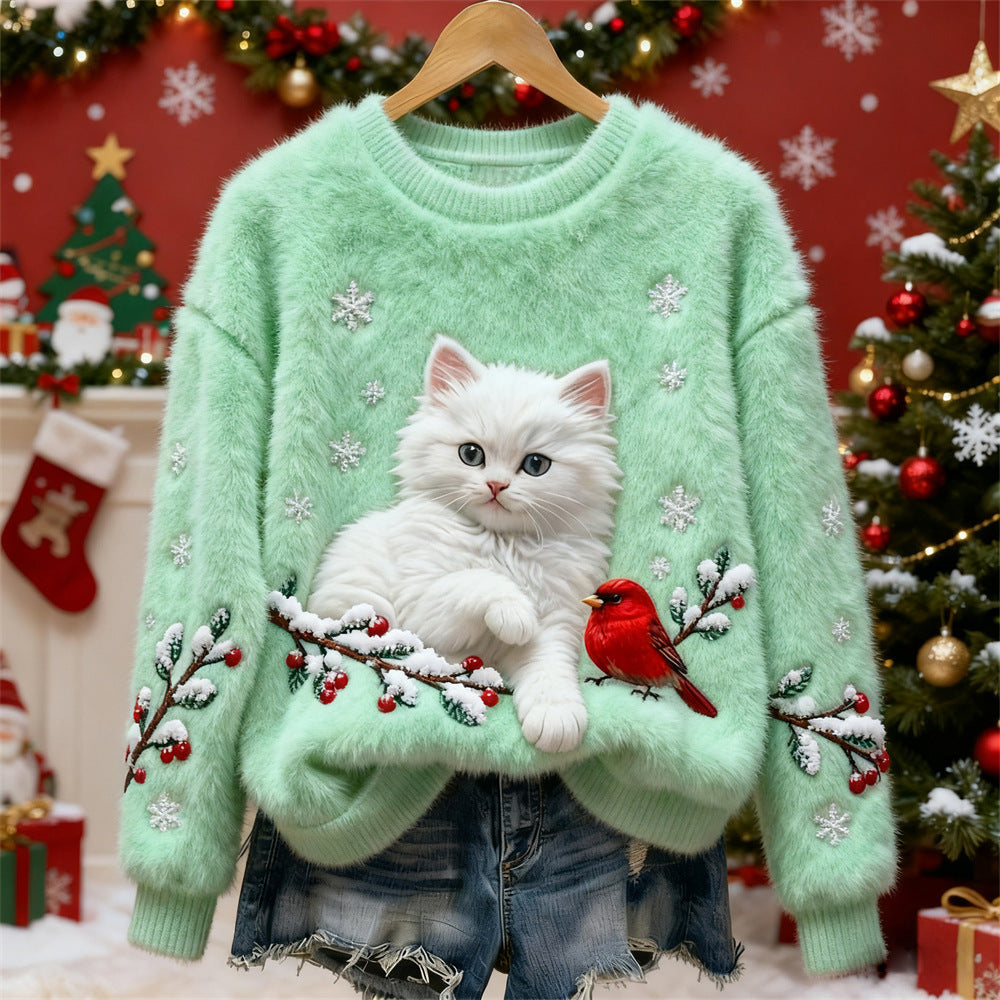 3D Digital Print Pattern Christmas Women's Flannel Sweatshirt