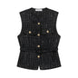 Spring New Casual Belt Vest Women's Clothing With Belt Texture Vest