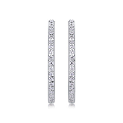 Ribbon - Set With Top-quality Moissanite S925, Silver And Platinum-plated Stud Earrings, A Fashionable And Trendy Accessory That Can Be Tested With A Diamond Pen