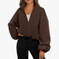 Loose Lapel Cardigan Zipper Sweater