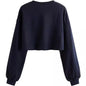 Women's Autumn And Winter New Solid Color With Fur Loose O-neck Short Sweater