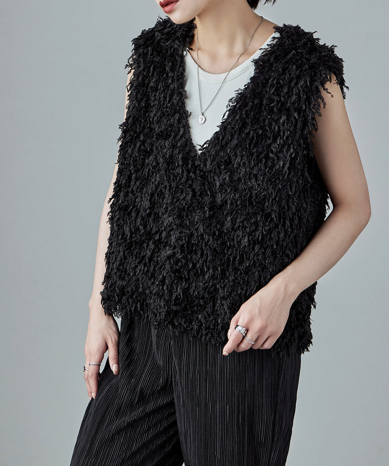 Fashion V-neck Sleeveless Soft Tassel Women's Vest