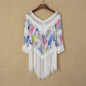 Printed Stitching Tassel Bikini Beach Shirt