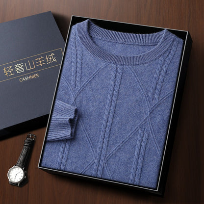 Autumn And Winter New Round Neck Diamond Lattice Twisted Cashmere Men's Sweater