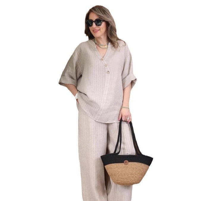 European And American Women's Clothing Casual Top Pants