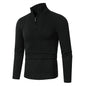 Fashion Rhombus Sweater Men's Casual Stand Collar Long Sleeve Half Zipper Sweater