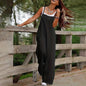 Plus Size Women's Solid Color Casual Jumpsuit - Sleeveless Romper With Pockets For Spring&Summer