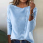 Round Neck Long Sleeve Button Sweater New Women