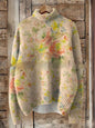 Abstract Printing Casual Cloak Turtleneck Pullover Women