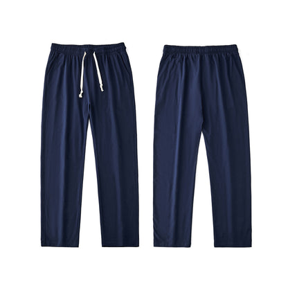Mens Solid-Color Straight-Leg Lace-Up All-Match Sports Pants For Men
