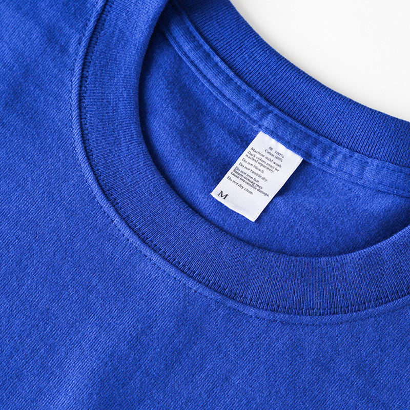 Round Neck Solid Color T-shirt Heavy Simple Style Blank Top Women's Bottoming Shirt