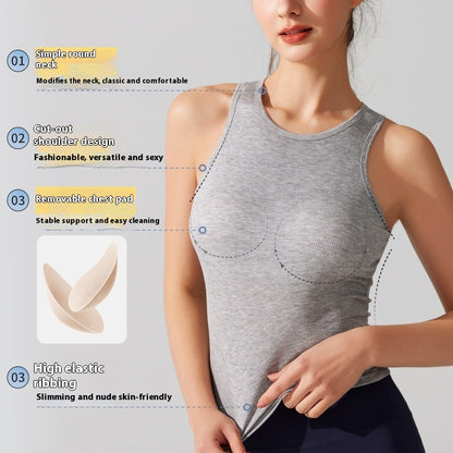 Europe And America Cross Border Yoga Vest Women's Rib Running With Chest Pad Tight Fitness
