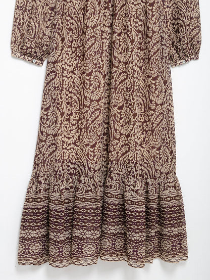 Women's Fashion French Retro Printing Dress