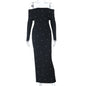 Sexy Beaded Off-shoulder Long Sleeve Dress
