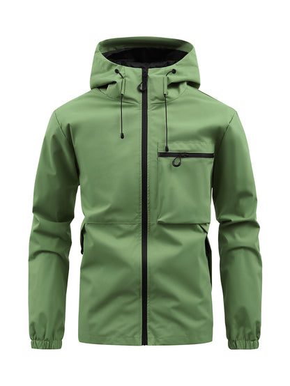Men's Fashion Casual Hooded Solid Color Multi-pocket Work Pants Outdoor Coat